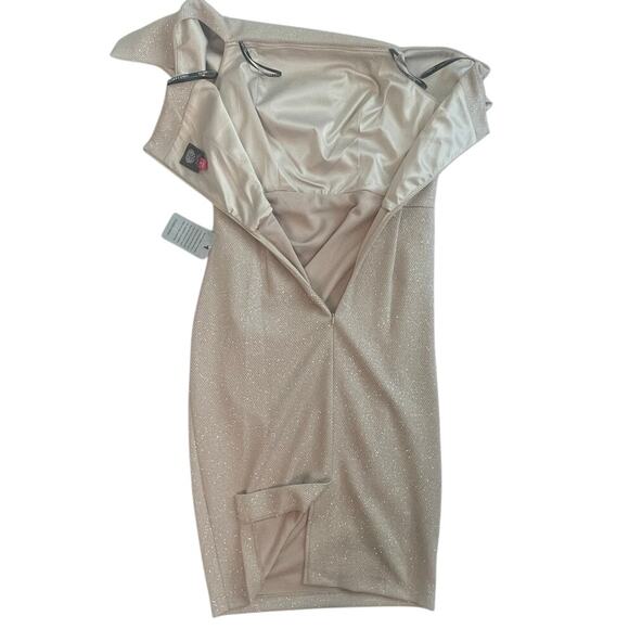Vince Camuto Champagne Shimmer Off The Shoulder Sheath Dress Size 8 NWT - Picture 9 of 10